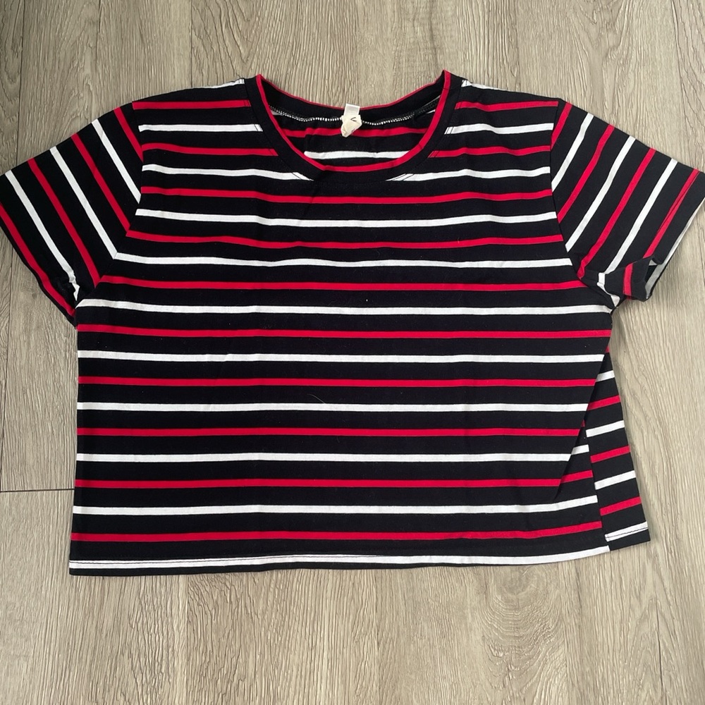 Striped Black and Red Crop Top